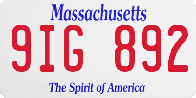 MA license plate 9IG892