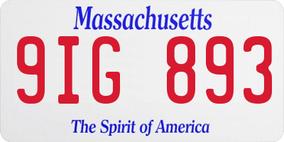 MA license plate 9IG893