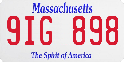 MA license plate 9IG898