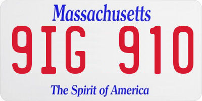 MA license plate 9IG910