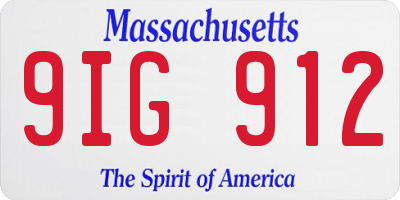 MA license plate 9IG912