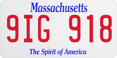 MA license plate 9IG918