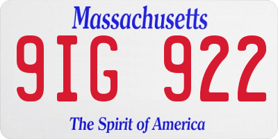 MA license plate 9IG922