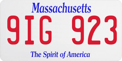 MA license plate 9IG923