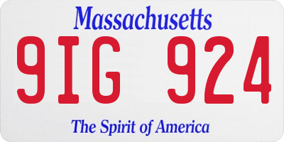 MA license plate 9IG924