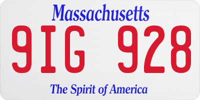 MA license plate 9IG928