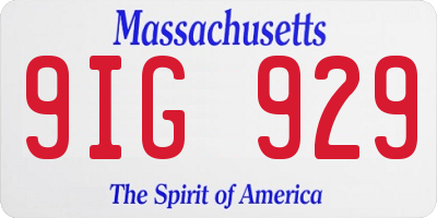 MA license plate 9IG929