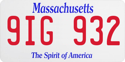 MA license plate 9IG932
