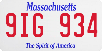 MA license plate 9IG934