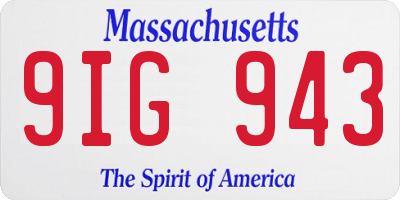 MA license plate 9IG943
