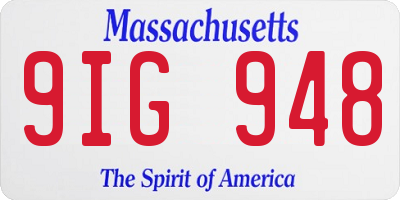 MA license plate 9IG948
