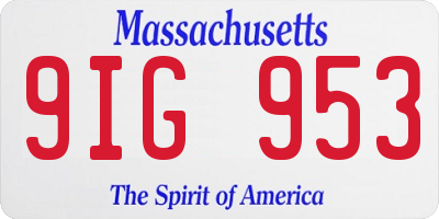 MA license plate 9IG953