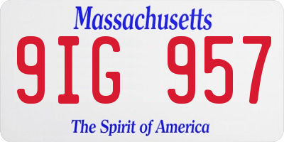 MA license plate 9IG957