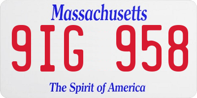 MA license plate 9IG958