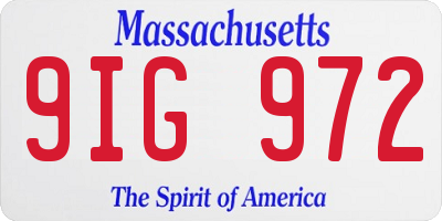 MA license plate 9IG972