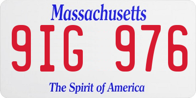 MA license plate 9IG976