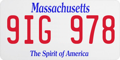 MA license plate 9IG978