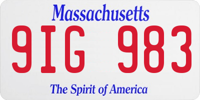 MA license plate 9IG983