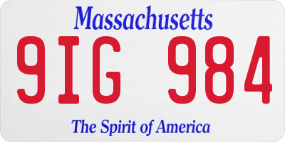 MA license plate 9IG984