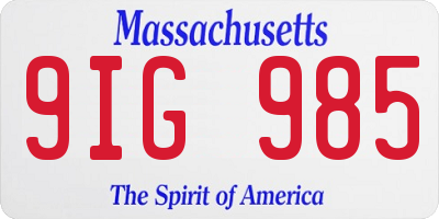 MA license plate 9IG985