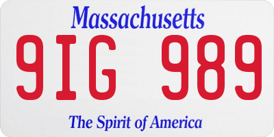 MA license plate 9IG989