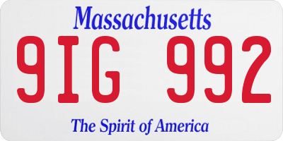 MA license plate 9IG992