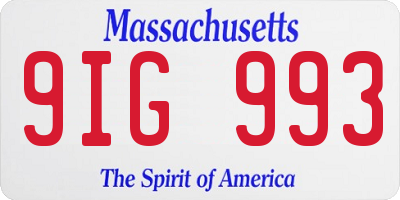 MA license plate 9IG993