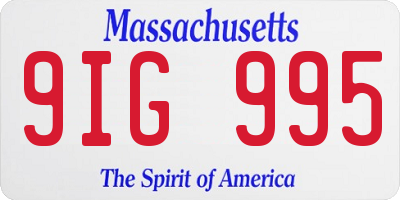 MA license plate 9IG995