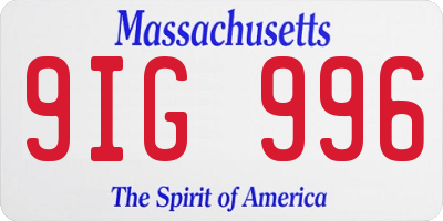 MA license plate 9IG996