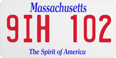 MA license plate 9IH102