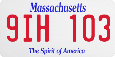 MA license plate 9IH103