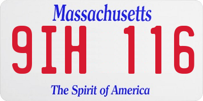MA license plate 9IH116
