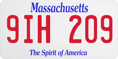 MA license plate 9IH209