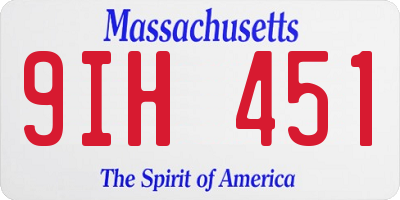 MA license plate 9IH451