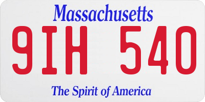 MA license plate 9IH540