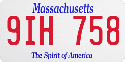 MA license plate 9IH758
