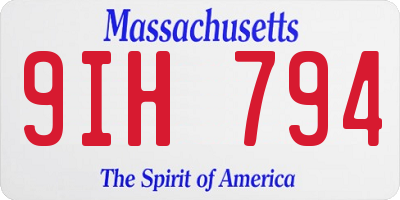 MA license plate 9IH794