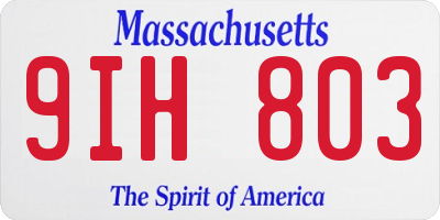 MA license plate 9IH803