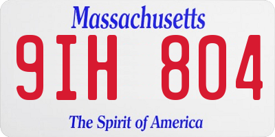 MA license plate 9IH804
