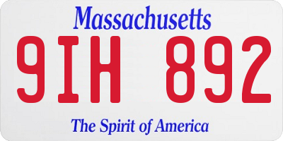 MA license plate 9IH892