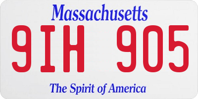 MA license plate 9IH905