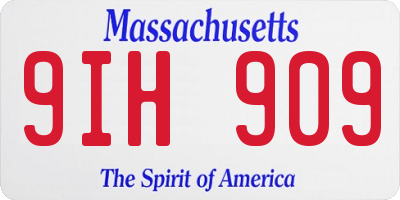MA license plate 9IH909