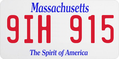 MA license plate 9IH915