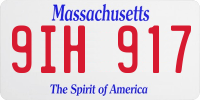 MA license plate 9IH917