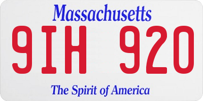 MA license plate 9IH920