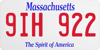 MA license plate 9IH922