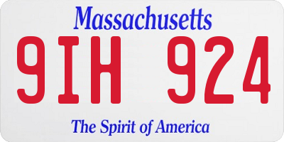 MA license plate 9IH924