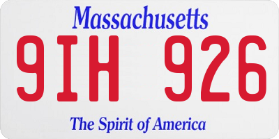 MA license plate 9IH926