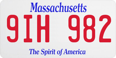 MA license plate 9IH982