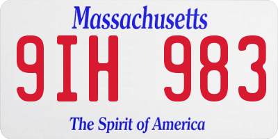 MA license plate 9IH983